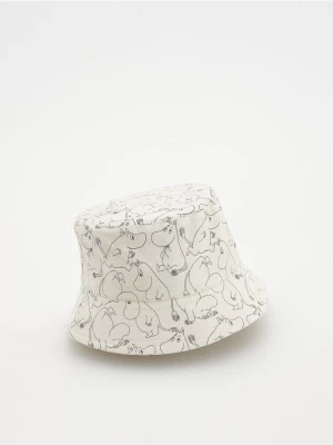 Reserved - Bucket hat z lnem Muminki - kremowy