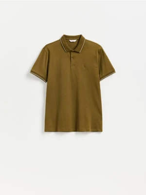 Reserved - Bwełniana koszulka polo slim - jasnozielony
