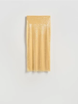 Reserved - Cekinowa spódnica midi - jasnożółty