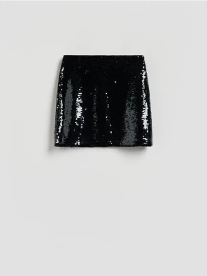 Reserved - Cekinowa spódnica mini - czarny