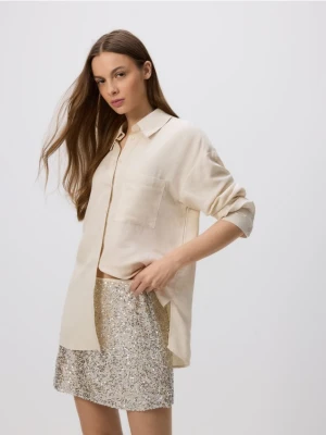 Reserved - Cekinowa spódnica mini - kremowy