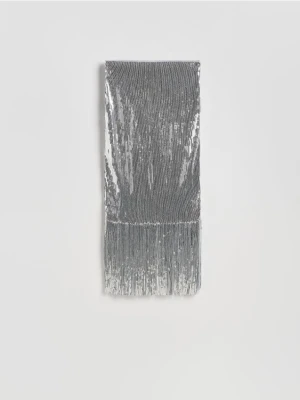 Reserved - Cekinowa spódnica z frędzlami - srebrny