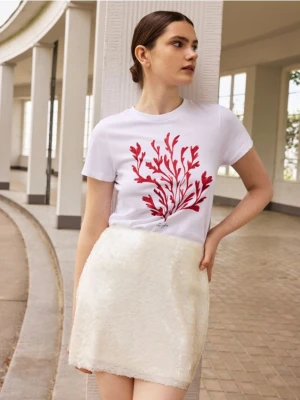 Reserved - Cekinowa spódnica - złamana biel