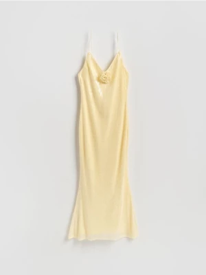 Reserved - Cekinowa sukienka - jasnożółty