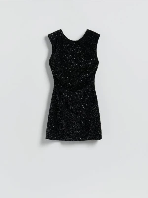 Reserved - Cekinowa sukienka mini - czarny