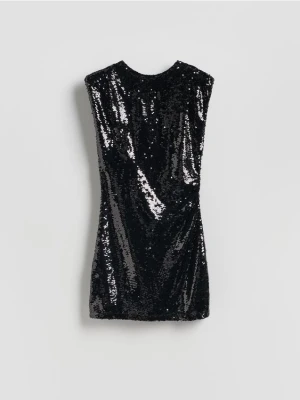 Reserved - Cekinowa sukienka mini - czarny