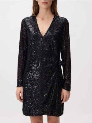 Reserved - Cekinowa sukienka mini - czarny