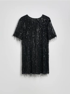 Reserved - Cekinowa sukienka mini - czarny