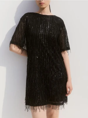 Reserved - Cekinowa sukienka mini - czarny