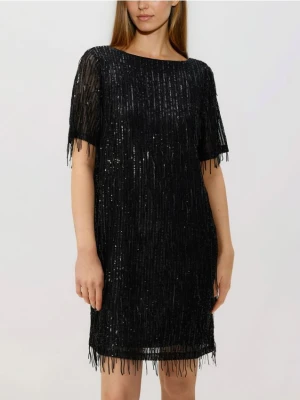 Reserved - Cekinowa sukienka mini - czarny