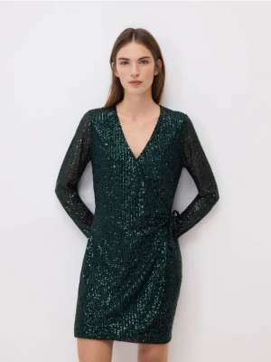 Reserved - Cekinowa sukienka mini - zielony