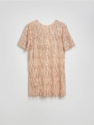 Reserved - Cekinowa sukienka mini - złoty