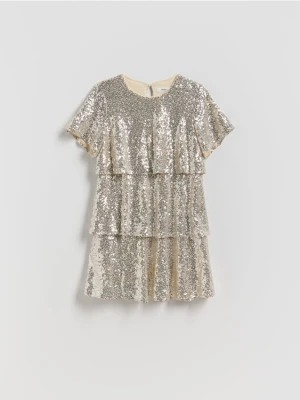 Reserved - Cekinowa sukienka - złoty