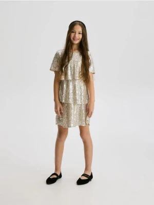 Reserved - Cekinowa sukienka - złoty