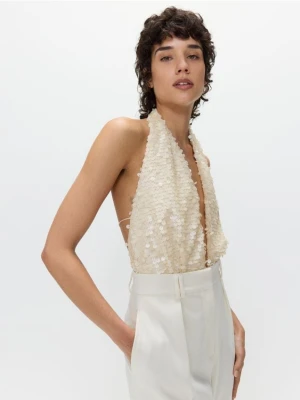 Reserved - Cekinowe body - złamana biel