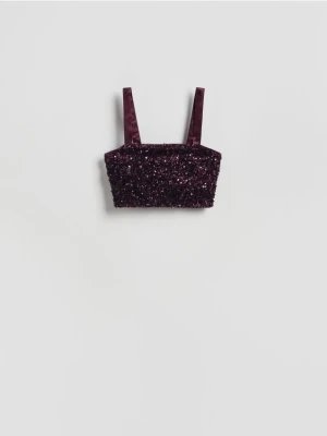 Reserved - Cekinowy top - ciemnofioletowy