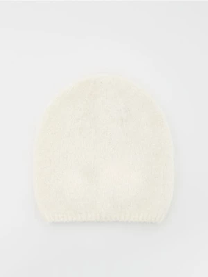 Reserved - Czapka beanie z alpaką - złamana biel