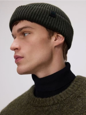 Reserved - Czapka beanie z dodatkiem wełny - ciemnozielony