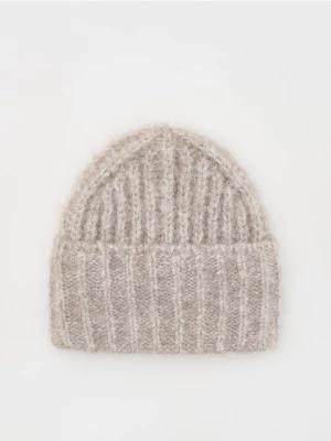 Reserved - Czapka beanie z domieszką wełny - brązowy