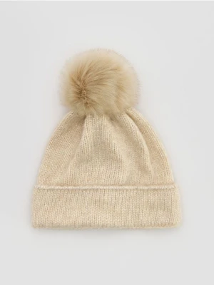 Zdjęcie produktu Reserved - Czapka beanie z pomponem - kremowy