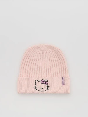 Reserved - Czapka Hello Kitty z wiskozą - pastelowy róż