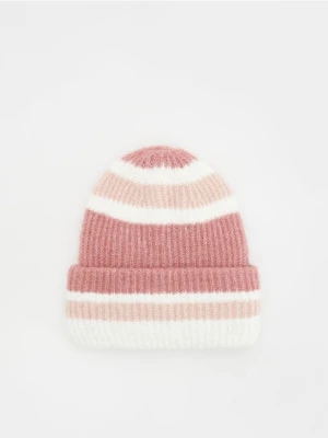 Reserved - Czapka w paski - brudny róż