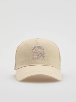 Reserved - Czapka z daszkiem z haftem - kremowy