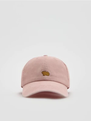 Reserved - Czapka z daszkiem z haftem - różowy