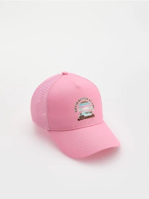 Reserved - Czapka z daszkiem z nadrukiem - pastelowy róż