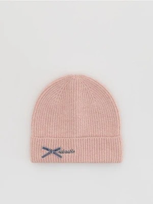 Reserved - Czapka z domieszką wełny - pastelowy róż