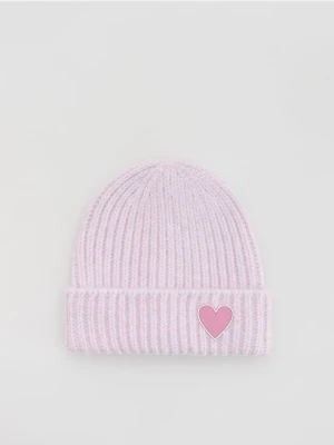 Reserved - Czapka z haftem - lawendowy