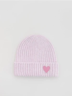 Reserved - Czapka z haftem - lawendowy