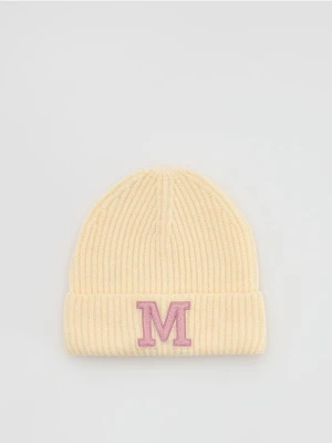 Reserved - Czapka z haftem - złamana biel