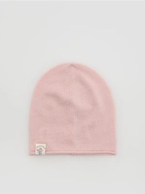 Reserved - Czapka z naszywką - pastelowy róż