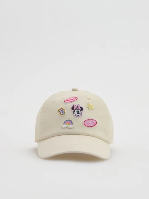 Reserved - Czapka z naszywkami Minnie Mouse - złamana biel