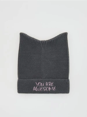 Reserved - Czapka z uszkami - ciemnoszary