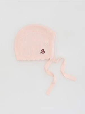 Reserved - Czapka z wełną - pastelowy róż