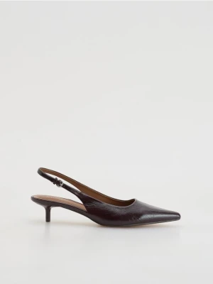 Reserved - Czółenka z odkrytą piętą - bordowy