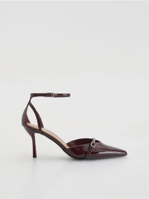 Reserved - Czółenka z paskami - bordowy