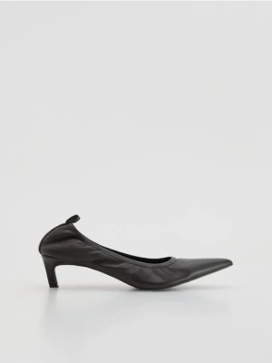 Reserved - Czółenka ze skóry owczej - ciemnobrązowy