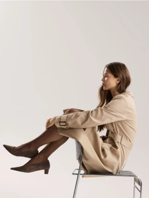 Reserved - Czółenka ze skóry owczej - ciemnobrązowy