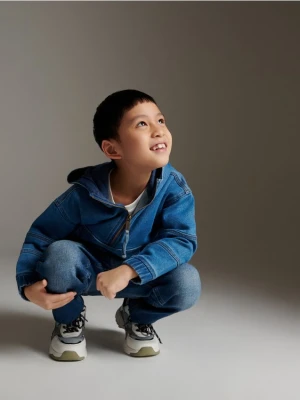 Reserved - Denimowa bluza z kapturem - niebieski