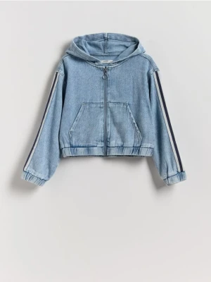 Reserved - Denimowa bluza z kapturem - niebieski