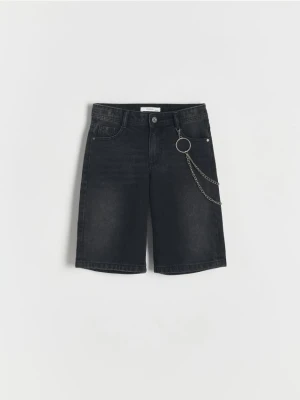 Reserved - Denimowe szorty z łańcuchem - czarny