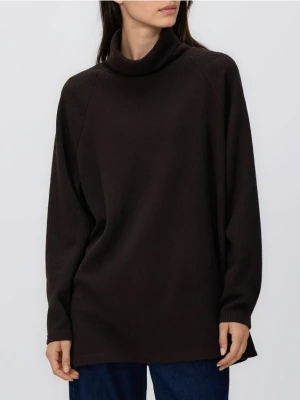 Reserved - Długa bluza z golfem - ciemnobrązowy