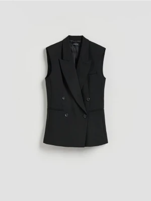 Reserved - Długa dwurzędowa kamizelka - czarny