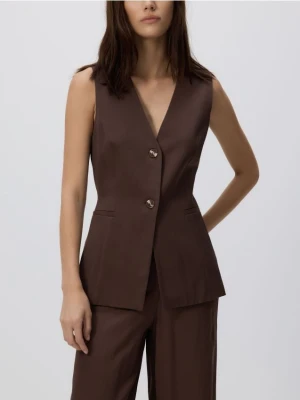 Reserved - Długa kamizelka z wiskozą - brązowy