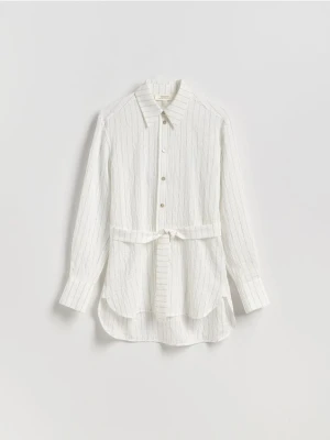 Reserved - Długa koszula z wiązaniem - biały