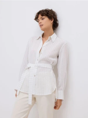 Reserved - Długa koszula z wiązaniem - biały