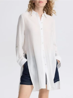 Reserved - Długa koszula z wiskozy - złamana biel